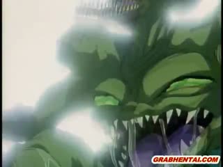 Lad playing with the squishy tits of a purple haired babe